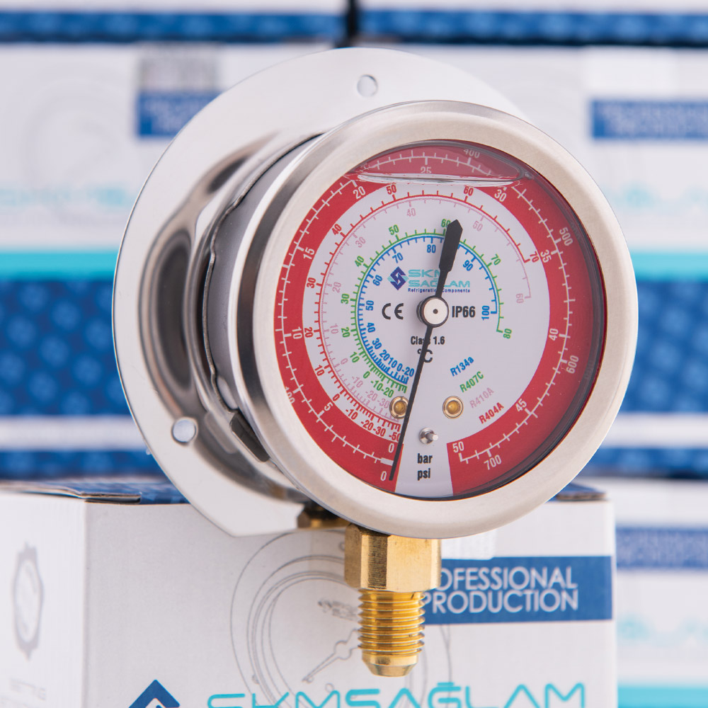 HIGH PRESSURE REFRIGERATION MANOMETER (BOTTOM CONNECTION)