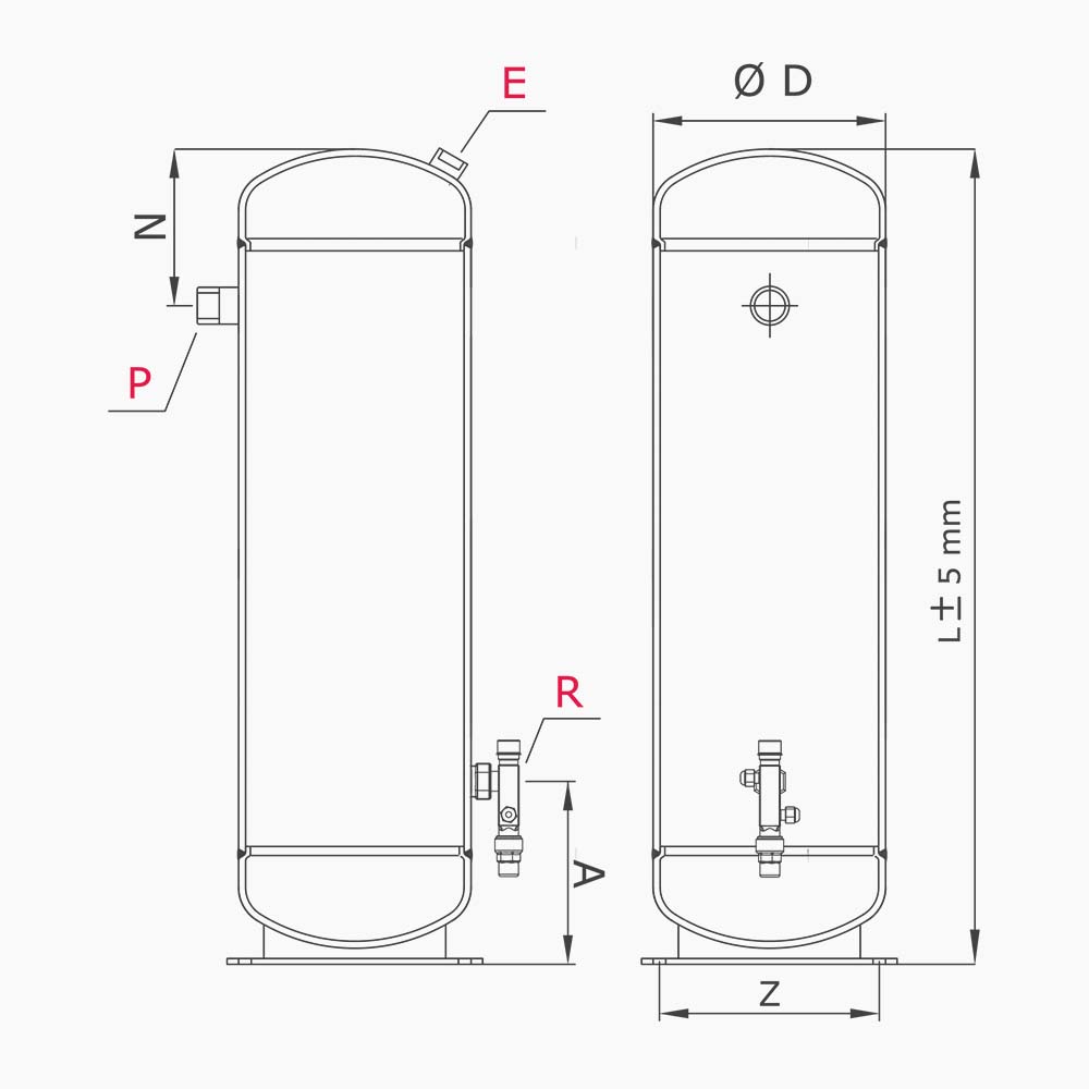 VERTICAL LIQUID RECEIVERS WITH VALVE