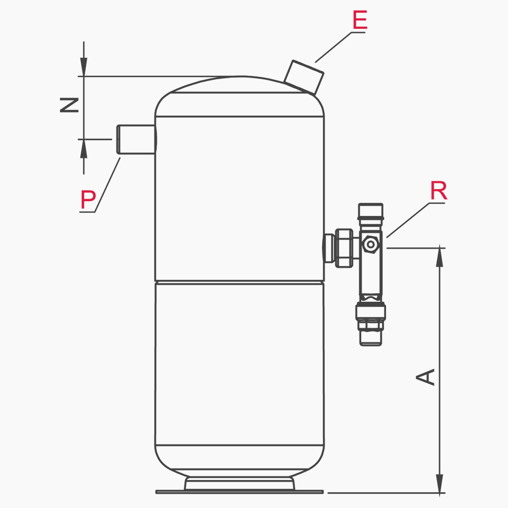 DEEP DRAWN VERTICAL LIQUID RECEIVERS WITH VALVE