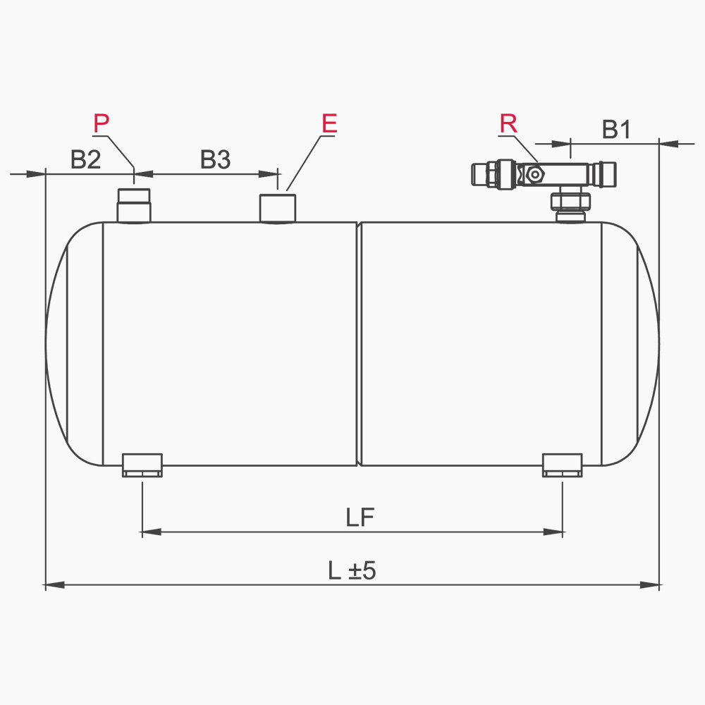 DEEP DRAWN HORIZONTAL LIQUID RECEIVERS WITH VALVE